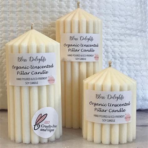 Organic Unscented Soy Pillar Candles Plastic Free Soy Wax Pillar