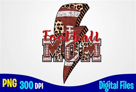 Football Mom Football Lightning Bolt Png With Leopard American