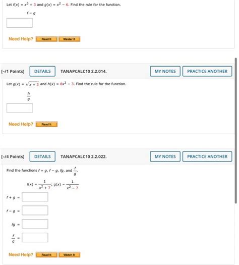 Solved Let Fx X3 3 And Gx X2 6 Find The Rule