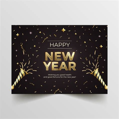 Free Vector Realistic New Year Greeting Card Template