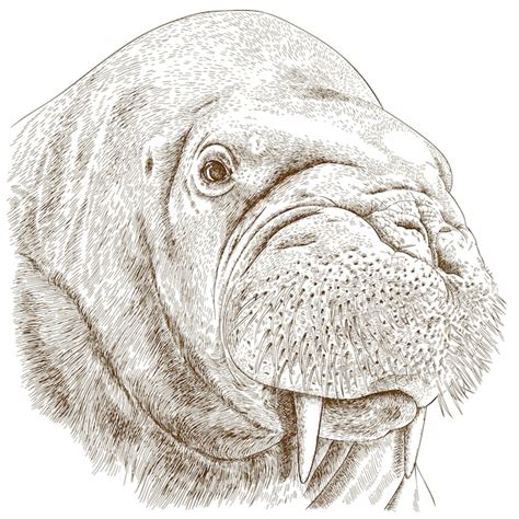 Premium Vector Engraving Illustration Of Walrus Head