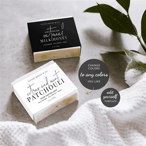 Editable Soap Label Template Printable Soap Bar Belly Band Design