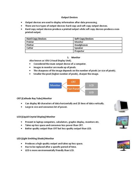 A Comprehensive Overview of Common Output Devices: Their Types, Uses, and Key Features | PDF ...