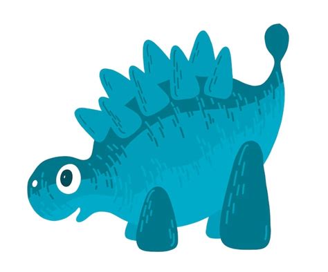 Ilustra O Em Vetor Dinossauro Azul Bonito Dos Desenhos Animados