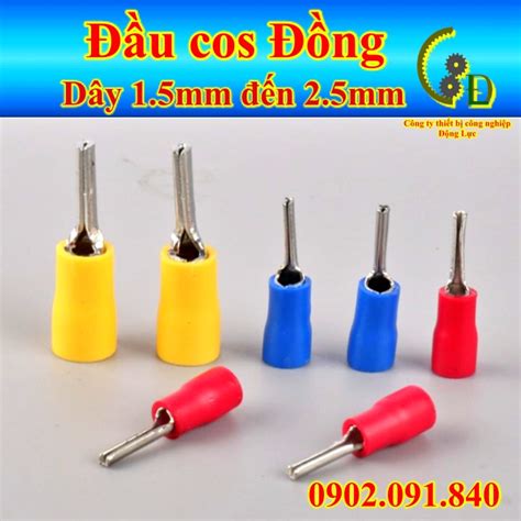 Đầu cos pin tròn đặc bọc nhựa PTV 2 10 cốt kim bấm nối dây điện 1 5mm