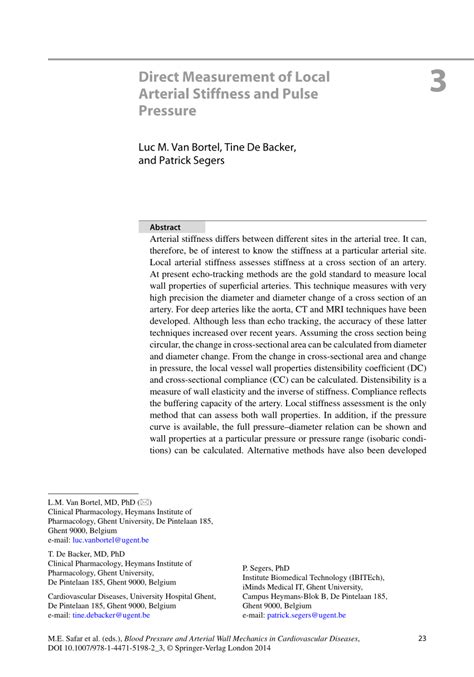 (PDF) Direct Measurement of Local Arterial Stiffness and Pulse Pressure