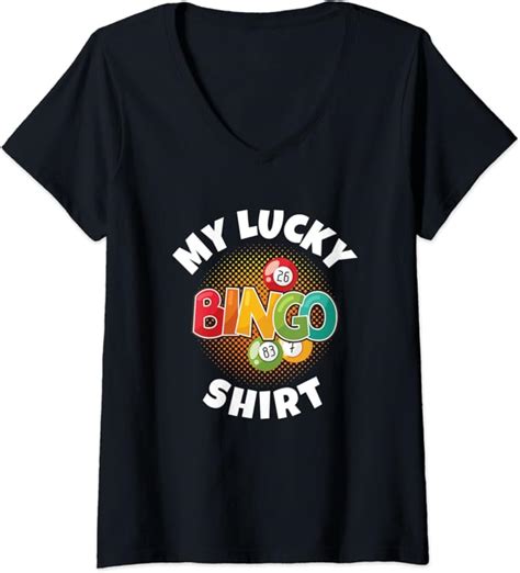 Amazon Womens My Lucky Bingo Shirt Bingo Gift Funny V Neck T Shirt