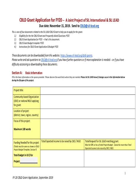 Fillable Online Cbld Grant Application For Fy A Joint Project