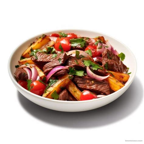 Lomo Saltado Tradicional Salteado Peruano Con Carne De Res Cebollas