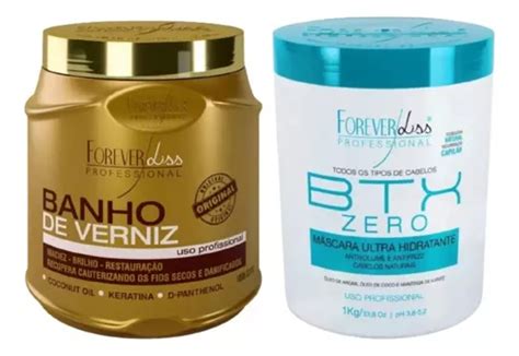 Kit Forever Liss Máscara Banho De Verniz 1kg Btx Zero 1kg Frete Grátis