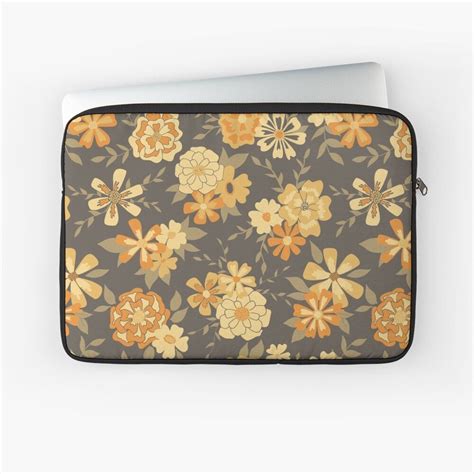 Mustard Viney Floral Laptop Sleeve By StudioPosies Laptop Sleeves