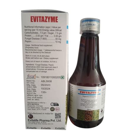 Evitazyme 200ml Digestive Enzyme Syurp At Rs 25 Box Digestive Enzyme