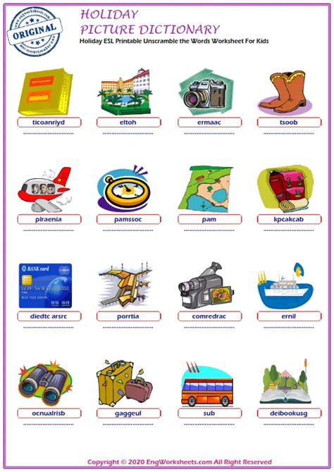 Holiday Printable English Esl Vocabulary Worksheets Engworksheets