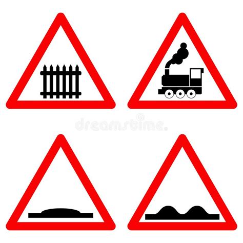 Level Crossing With Barrier Ahead Sign Vector Illustration Eps 10