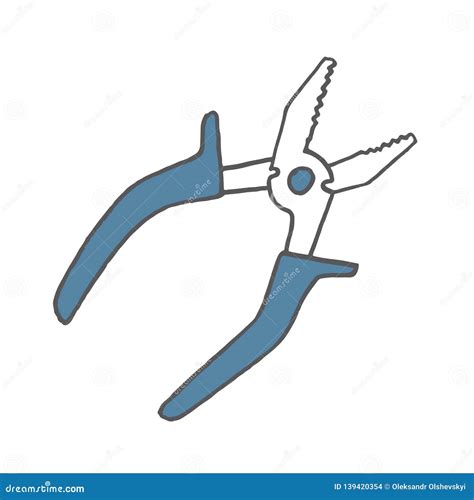 Hand Drawn Pliers Doodle Sketch Style Icon Stock Vector Illustration