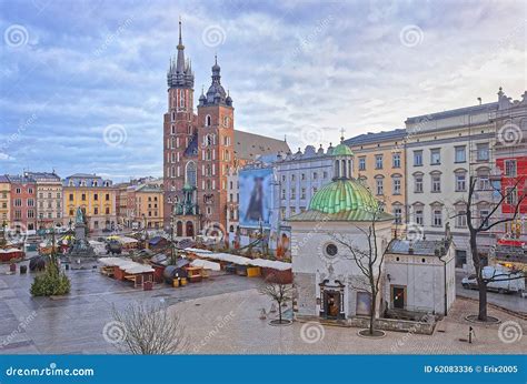 St Mary Basilica And Church Of St Wojciech In The Main Market Sq Stock