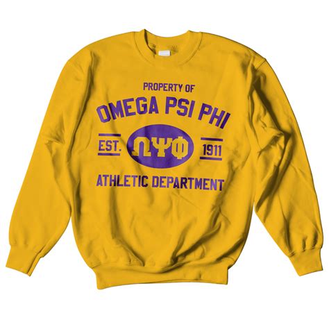 Omega Psi Phi Athletic Crewneck Sweatshirt Letters Greek Apparel