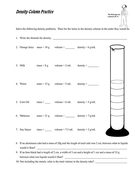 Calculating Density Worksheet Pdf