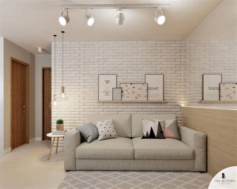 Sala Com Parede De Tijolinho Branco - Parede de Tijolinho Branco na Sala de TV