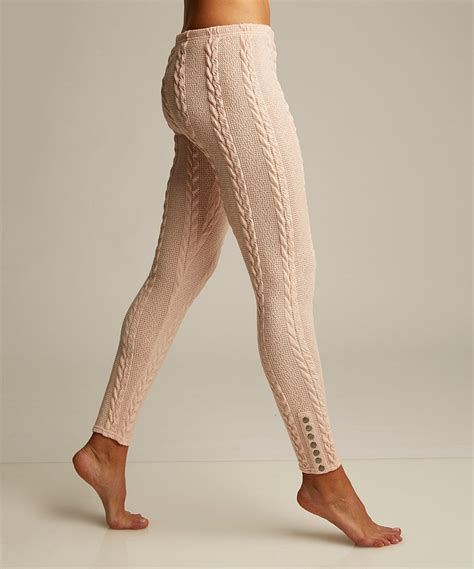 Love This Blush Cable Knit Snap Accent Leggings By Lemon Legwear On