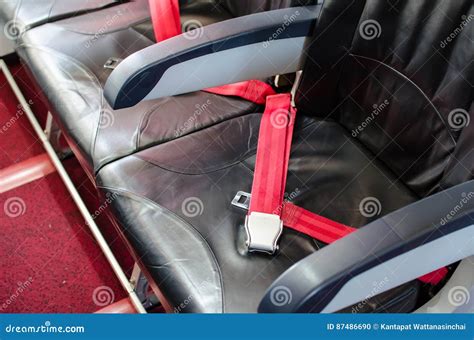 Seat Belt on Seat Shot in Airplane Stock Photo - Image of business ...