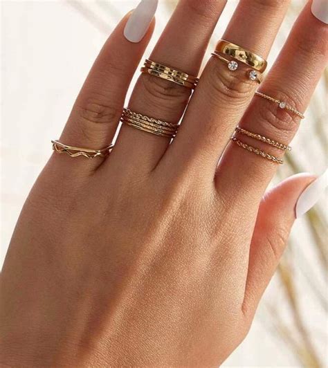 14 Piece Minimalist Gold Ring Set Simple Gold Stackable Etsy