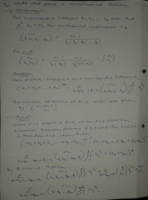 State and prove a multinomial theorem.