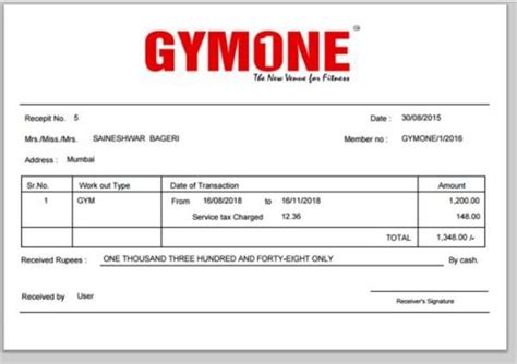 Gym Membership Invoice Template Gym Membership Invoice Template Gym