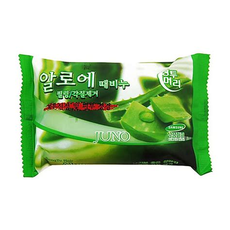 Твердое мыло-пилинг для лица Juno Aloe с экстрактом алоэ вера, 150 г ...