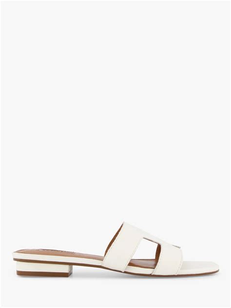 Dune Wide Fit Loupe Flat Sandals, White at John Lewis & Partners