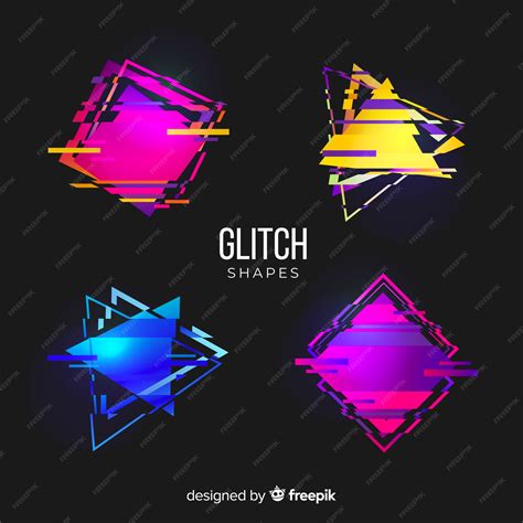 Free Vector Glitch Geometric Shape Collection