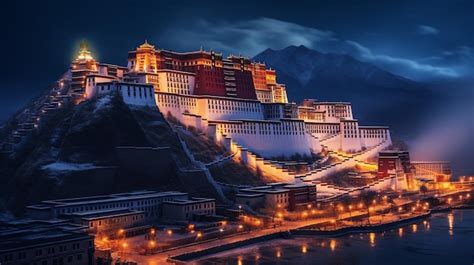 Premium AI Image | Night view of Potala Palace