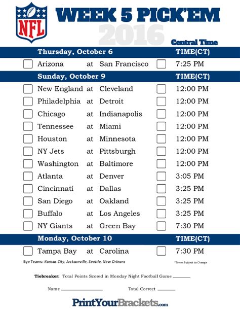 Nfl Week Schedule Printable Printable World Holiday 44982 Hot Sex Picture