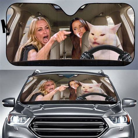 Funny Meme Auto Sun Shade - Driving Cats Car Sun Shade - Gifts For Long ...