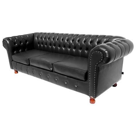 Sofá Chesterfield Capitone Luis XV Corano Preto 1 80M Decoracao