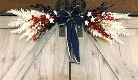 Patriotic Swag Wreath Americana Red White Blue America Usa July 4th