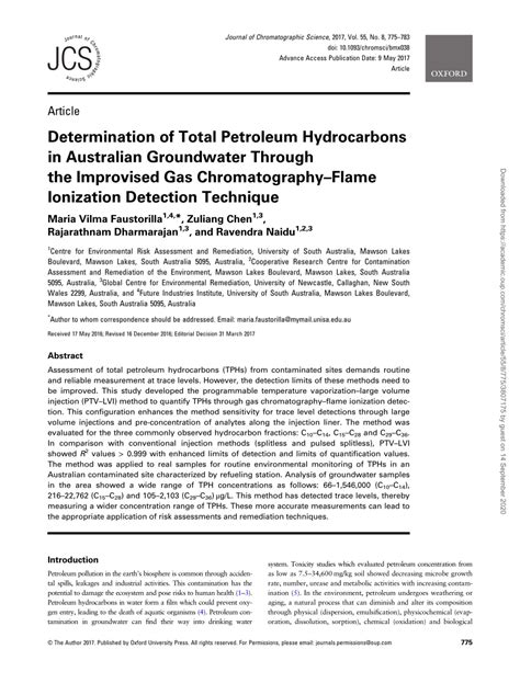 Pdf Determination Of Total Petroleum Hydrocarbons In Australian