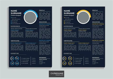 Premium Resume Template Cv Template Vector Black Resume Template