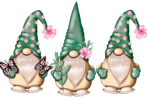 Spring Gnomes Floral Clipart Watercolor Clip Art Whimsical Etsy Paper