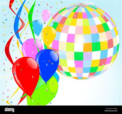 A Party Background With Balloons And A Large Disco Ball Stock Photo Alamy