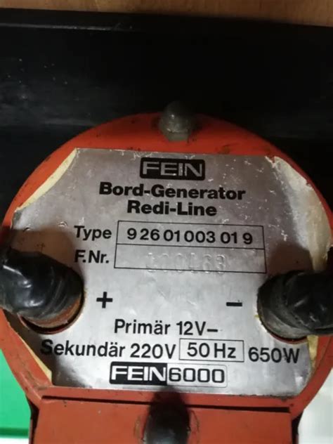 FEIN 6000, 650 Watt Bordgenerator von 12 Volt auf 220 Volt 650 Watt ...