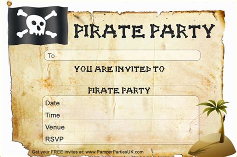 Free Pirate Invitation Template Of Free Pirate Party Invitations ...