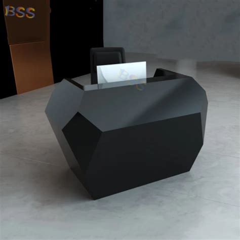 Small Black Reception Desk Modern Curved Black Office Reception Desk ...