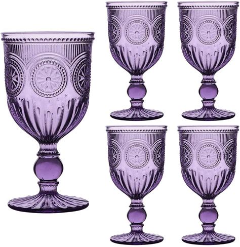 Dibor Coloured Wine Glasses Set Of Blue Purple Mandala Ml