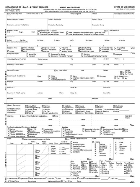 Patient Report Form Ambulance Pdf Fill Online Printable Fillable Blank Pdffiller