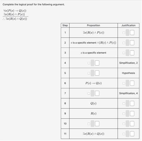 Solved Complete the logical proof for the following | Chegg.com