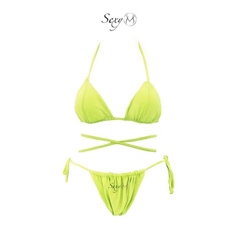 b xg bikini buộc dây màu xanh chuối neon