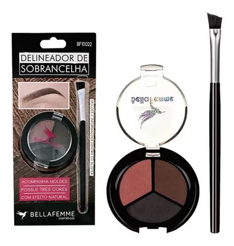 Delineador Sobrancelha Kit Sombras Pincel Moldes Fenzza Mercadolivre