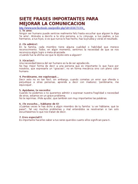 PDF SIETE FRASES IMPORTANTES PARA MEJORAR LA COMUNICACION Doc