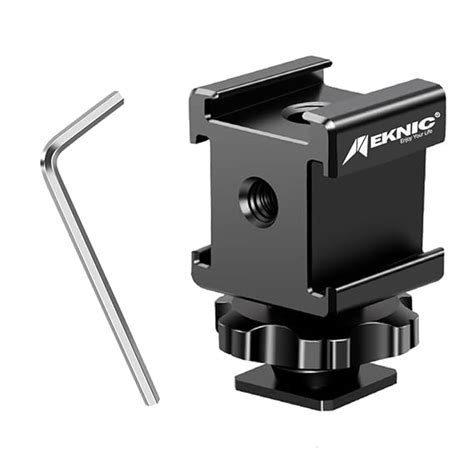 MEKNIC Camera Hot Shoe Mount Adapter Degree Swivel Triple Cold Shoe Bracket For Monitor